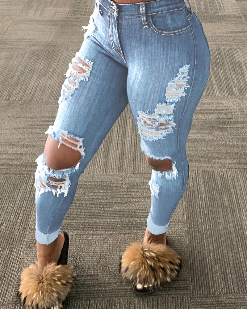 Denim Distressed Skinny Jeans