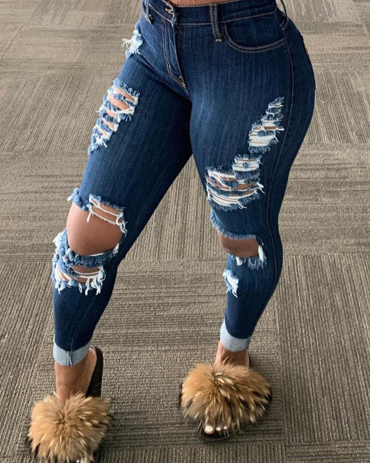 Denim Distressed Skinny Jeans