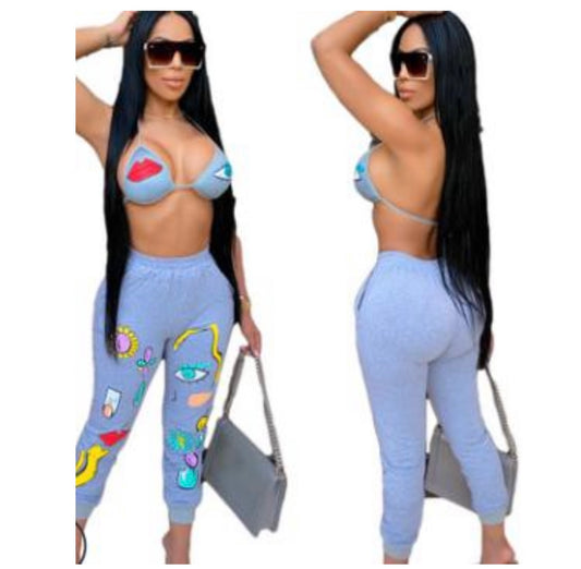 Graphic Bra & Joggers 2 Piece